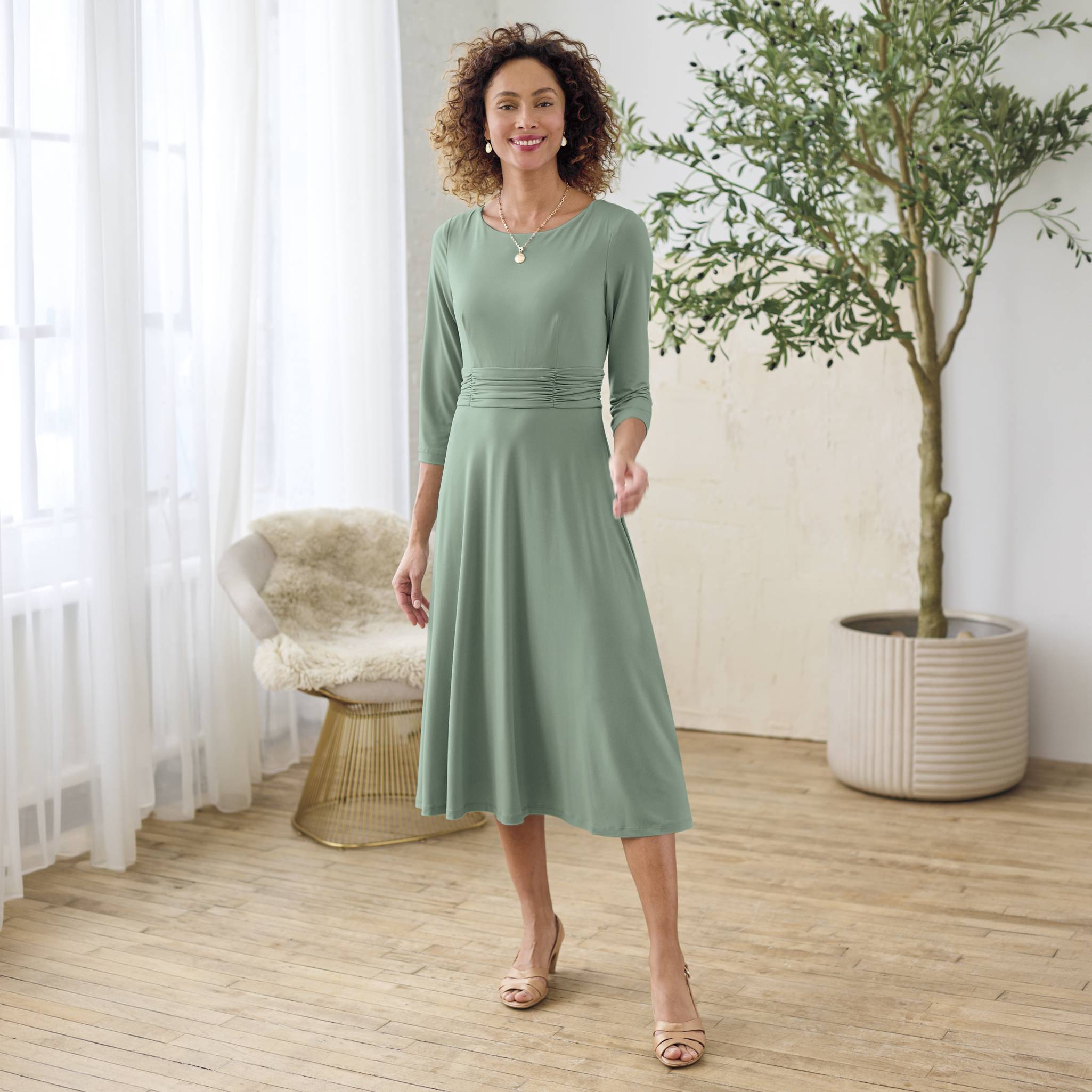 Lined Ruched Waist Dress - Northstyle Catalog
