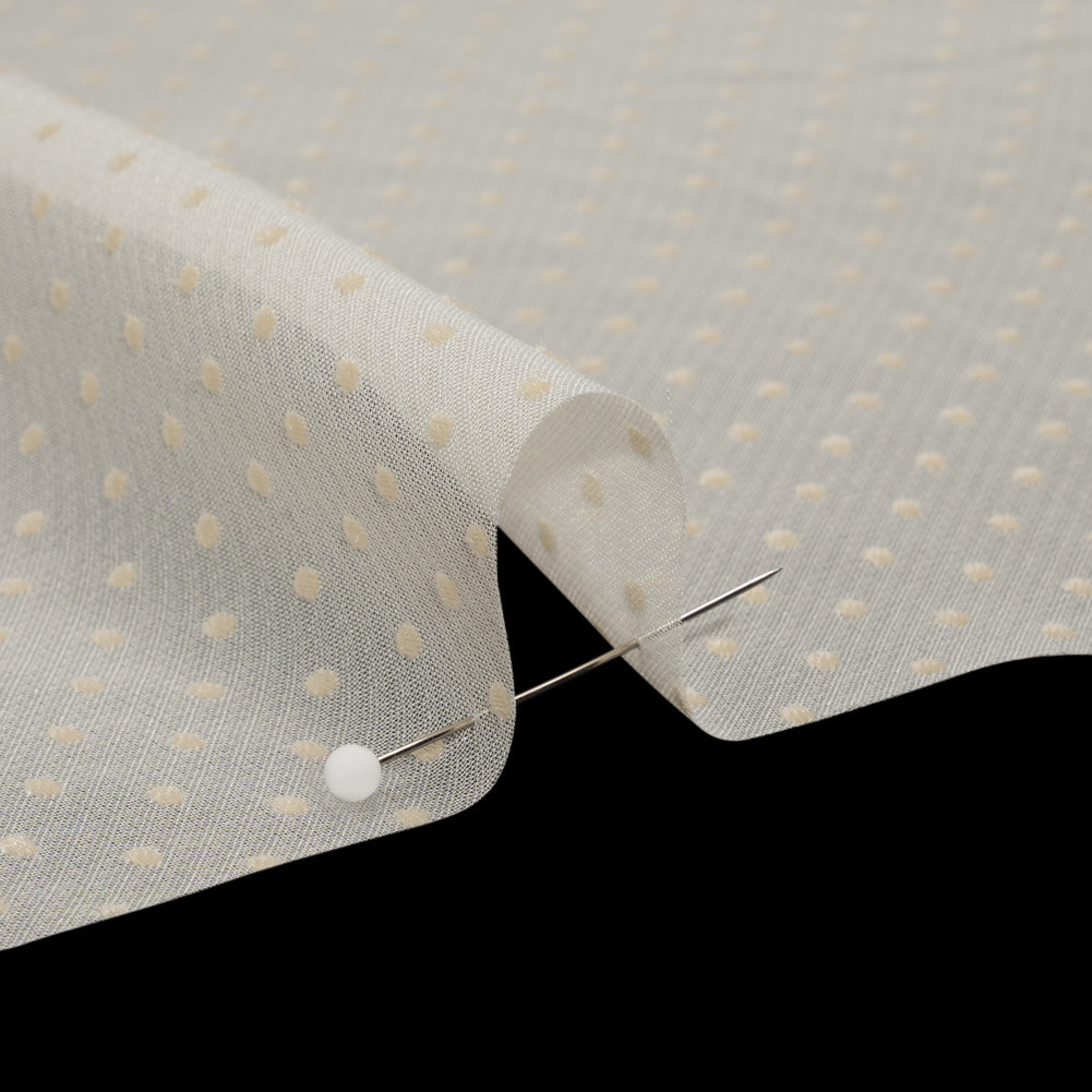 Famous Australian Designer Cream Burnout Satin Little Polka Dots Polyester and Viscose Chiffon - Joann Fabrics