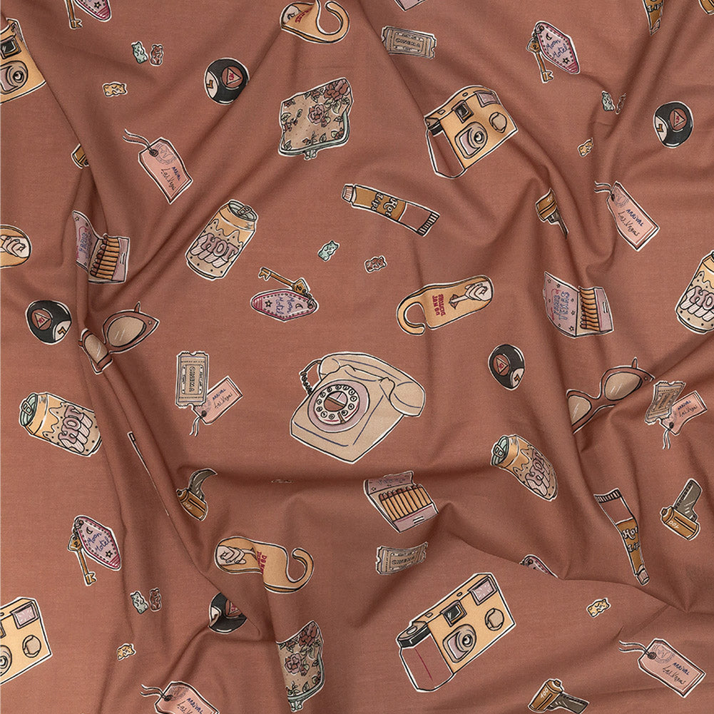 Cotton Voile - Rosy Pink Object Icons - La Sera Print - Mood Exclusive Viso Collection - Joann Fabrics