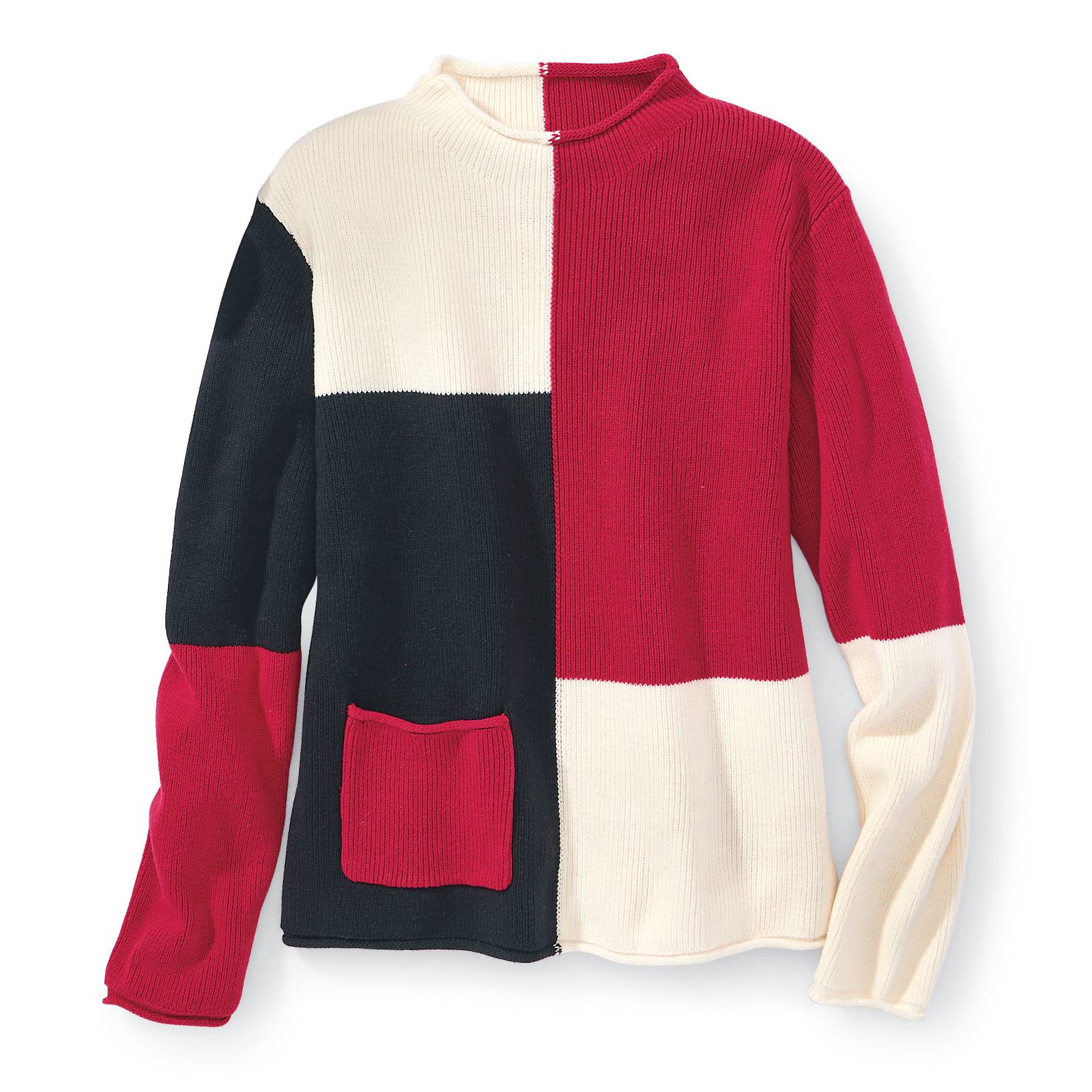 Colorblock Pullover Sweater, Rollneck, Front Pocket - Northstyle Catalog