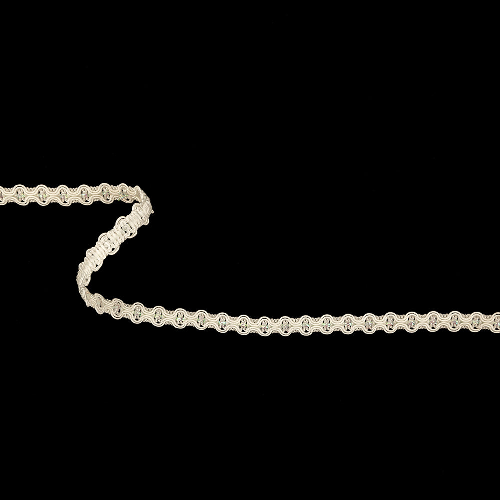 White and Iridescent Wavy Braided Trim - 0.375