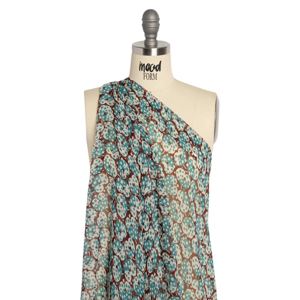 Teal, White and Burgundy Sprinkled Treats Silk Chiffon - Joann Fabrics