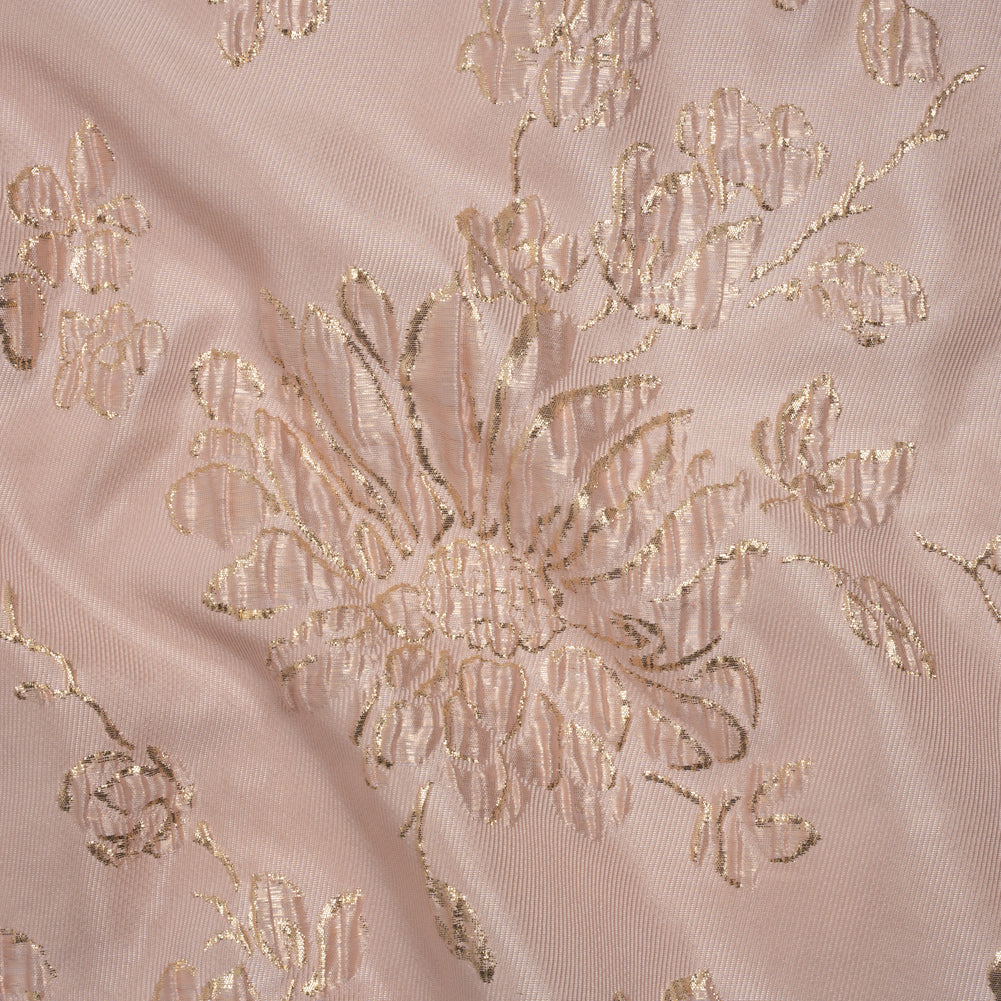 Metallic Brocade - Baby Pink and Gold Blossoming Stems - Joann Fabrics