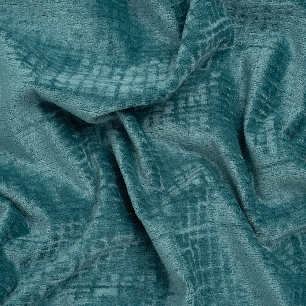 Polyester Upholstery Chenille - Aquamarine Grid Texture - Carolina Collection - Joann Fabrics