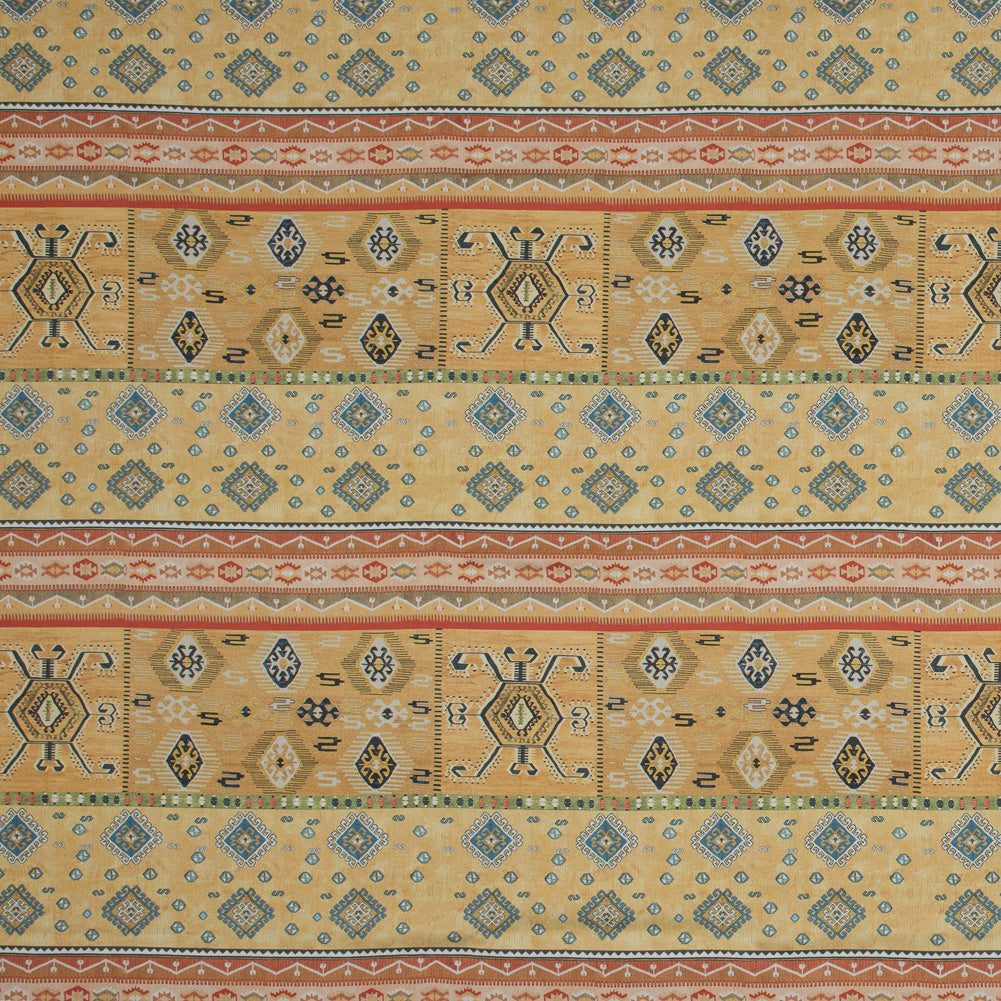Stretch Cotton Sateen - Yellow Geometric Stripes - Vishnu's Freedom Print - Mood Exclusive Surya Collection - Joann Fabrics
