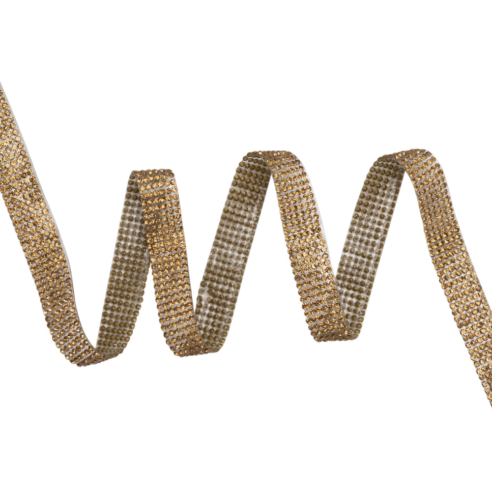 Yaya Han Iron-On Rhinestone Trim - 6-Row Gold, 0.5