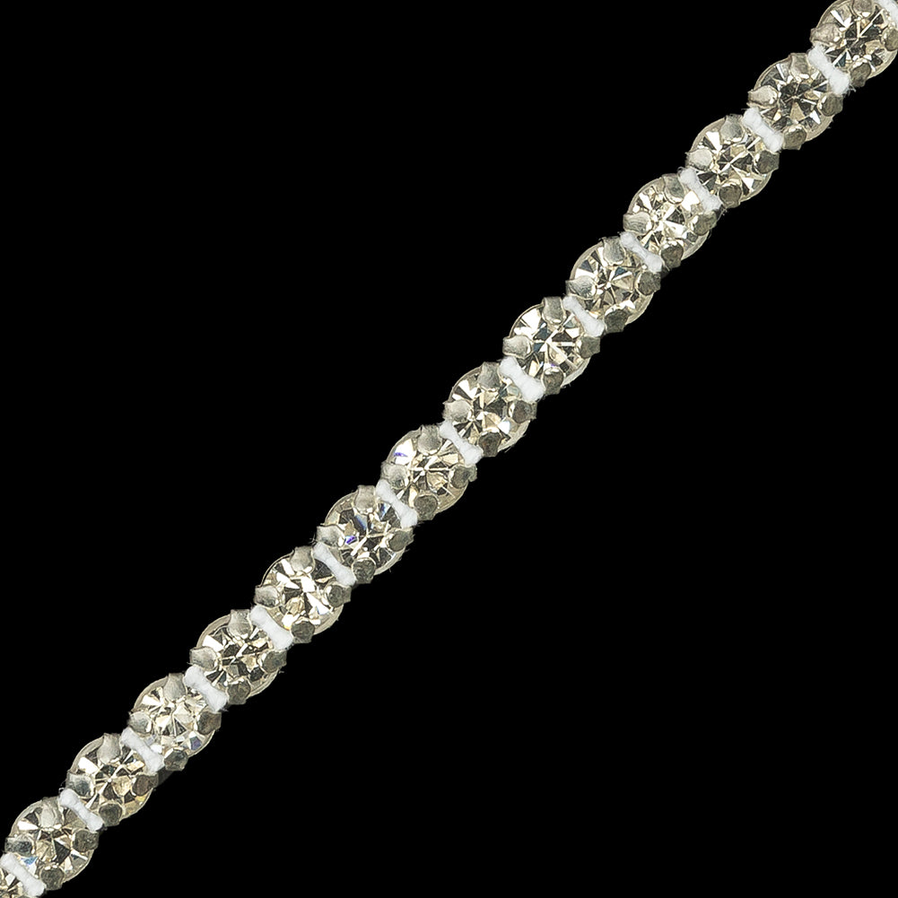 Vintage Czech Single Row Crystal Rhinestones in Silver Metal Settings - 4mm - Joann Fabrics
