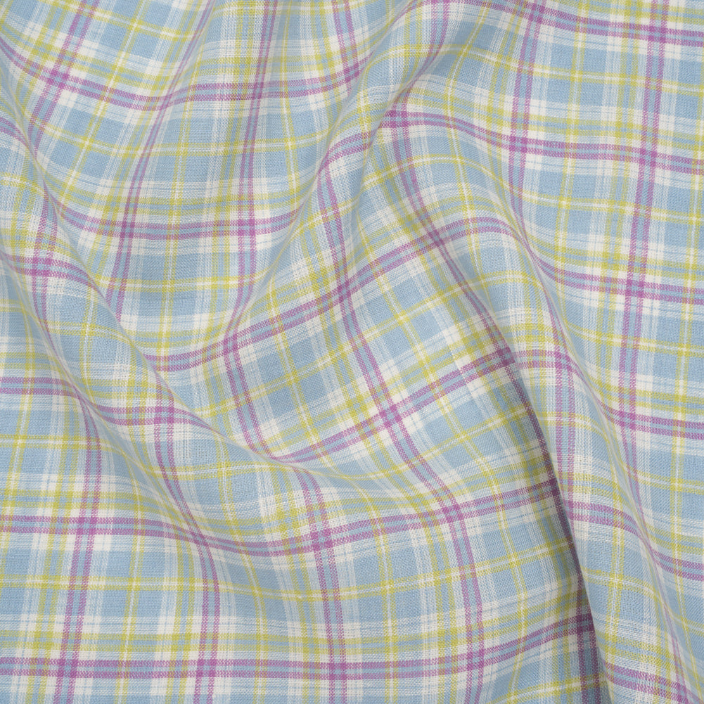 Lightweight Linen Woven - Purple, Sky Blue and Lime Green Plaid - Joann Fabrics