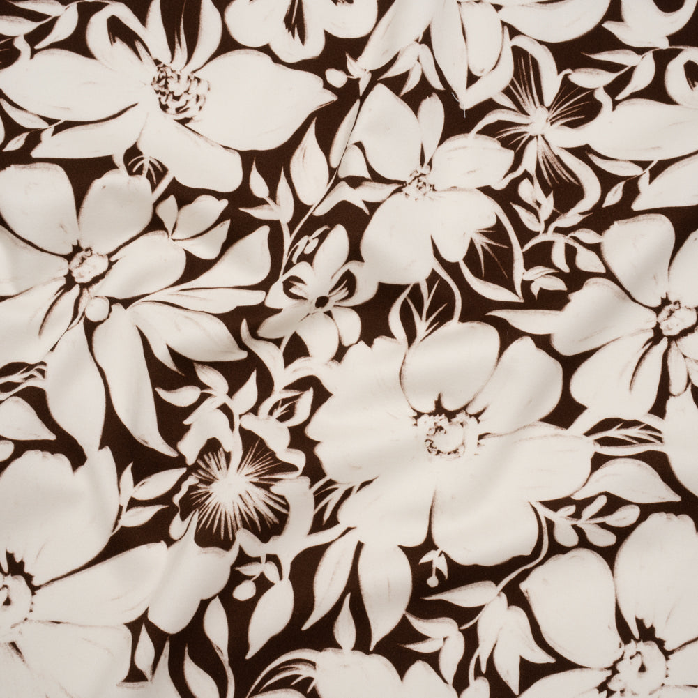 Brushed Cotton Woven - Brown and Ivory Floral - Mood Exclusive Whitewash Bloom Print - Joann Fabrics