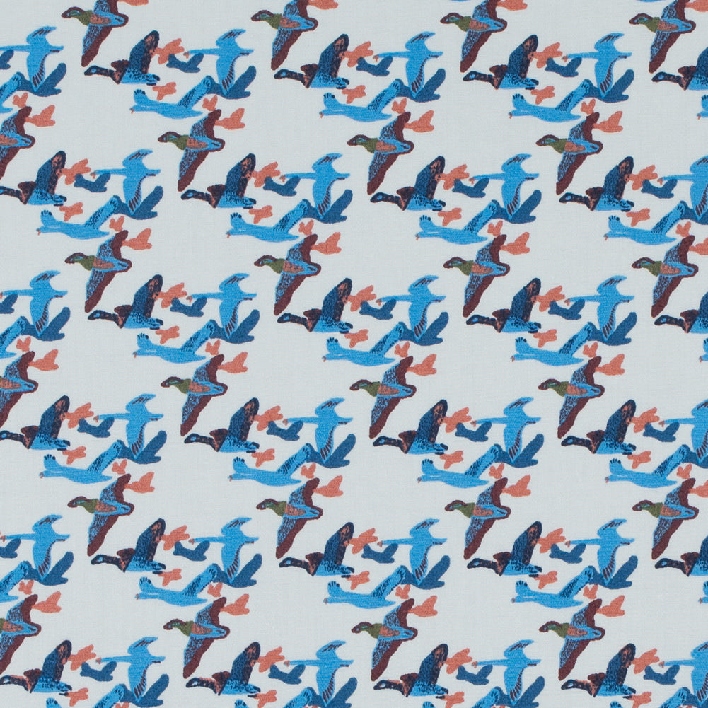 Blue Flying Birds Printed Cotton Sateen - Joann Fabrics