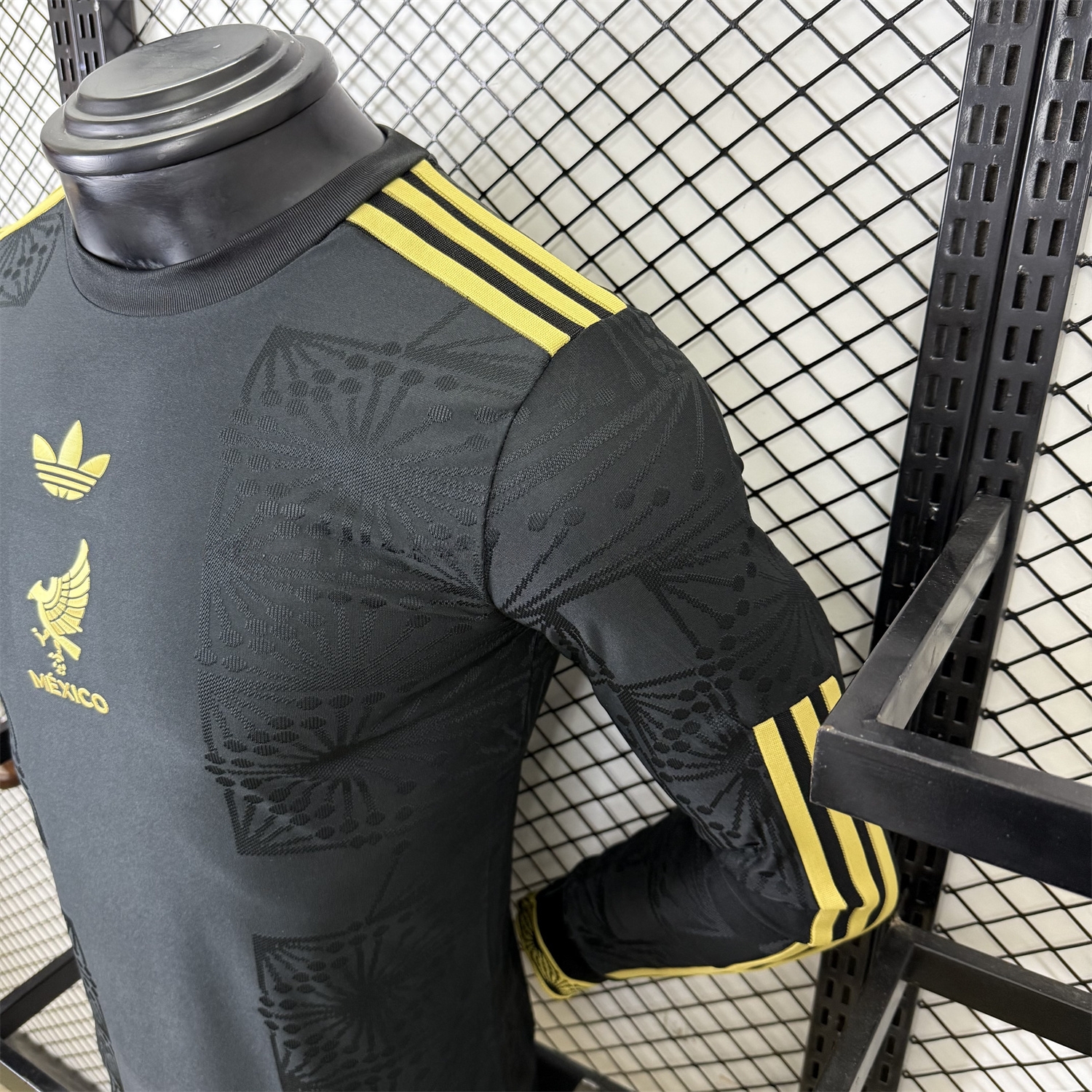 Mexico 2025 Gold Cup Black Long Sleeves Jersey - Player Version - UnitedFutballJersey