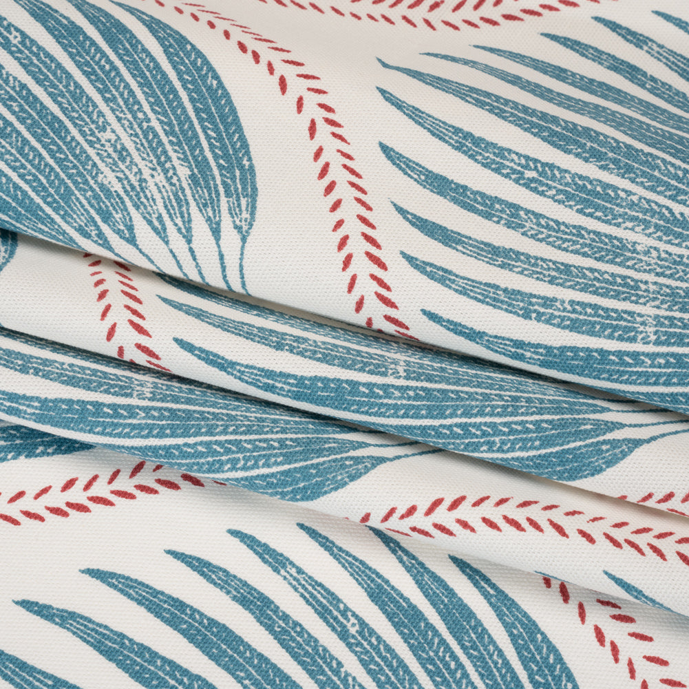 Cotton Canvas Print - Denim Palm Leaf Ogee - British Imported - Joann Fabrics