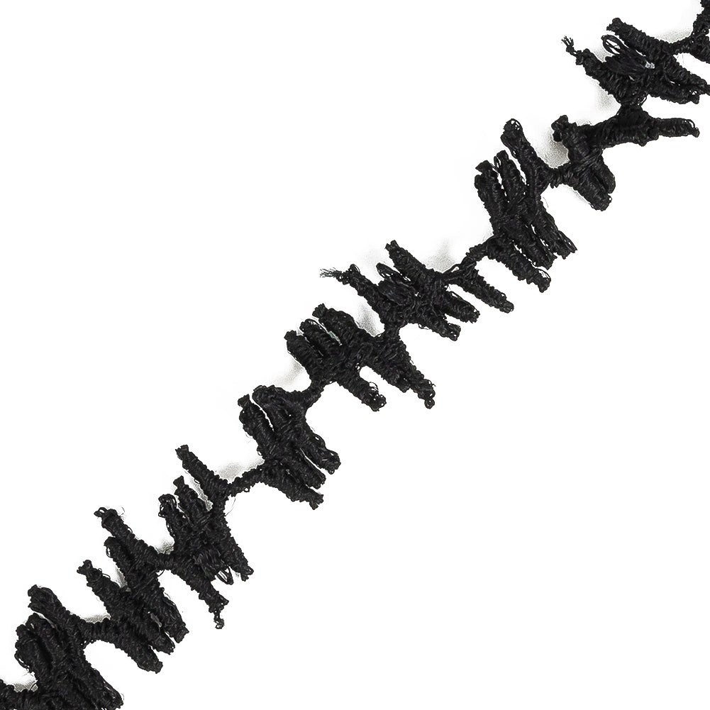 Black Heartbeat Schiffli Lace Trimming - 0.625