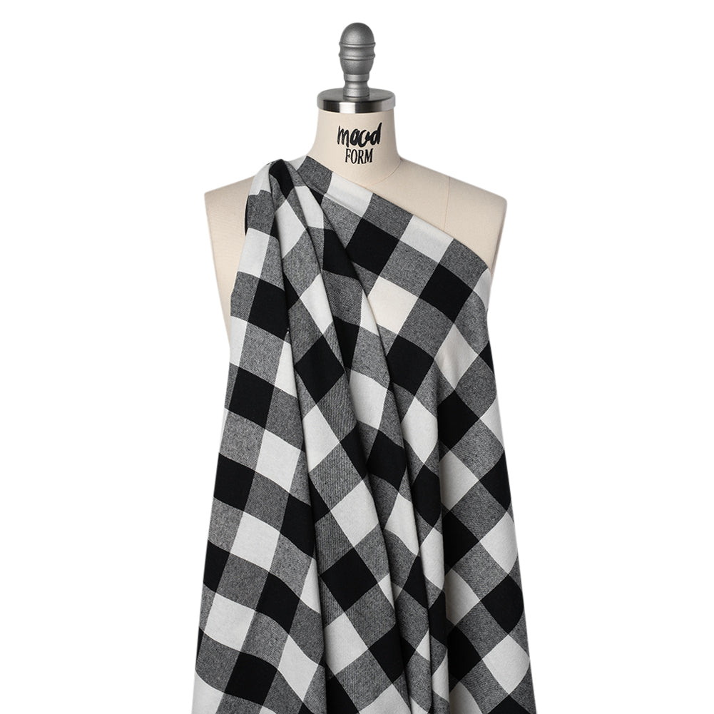 Yarn-Dyed Cotton Twill Flannel - Black and White Buffalo Check - Joann Fabrics