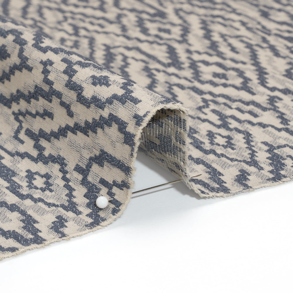 Geometric Recycled Polyester and Cotton Drapery Jacquard - Denim - British Imported - Joann Fabrics