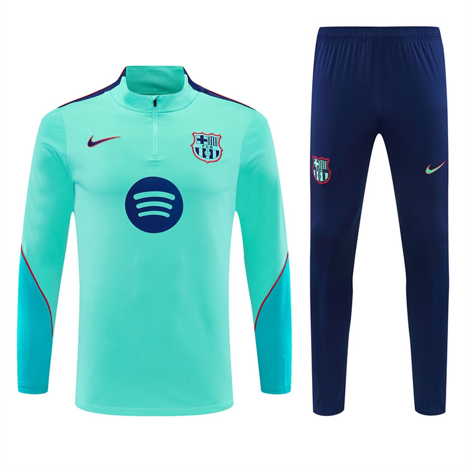 Barcelona 26-27 Kids Long Sleeve Training Set - Mint Green Top & Deep Blue Pants - UnitedFutballJersey