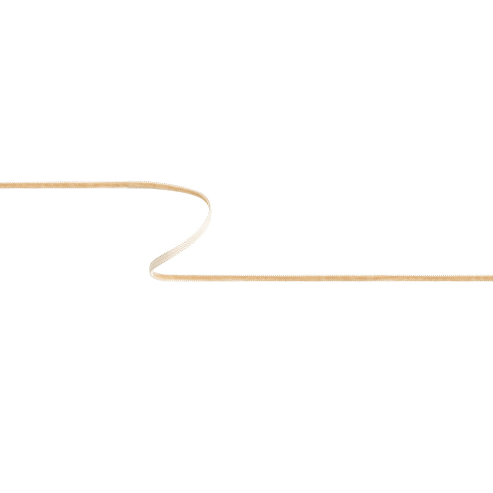 Roasted Almond Single Face Velvet Ribbon - 0.125