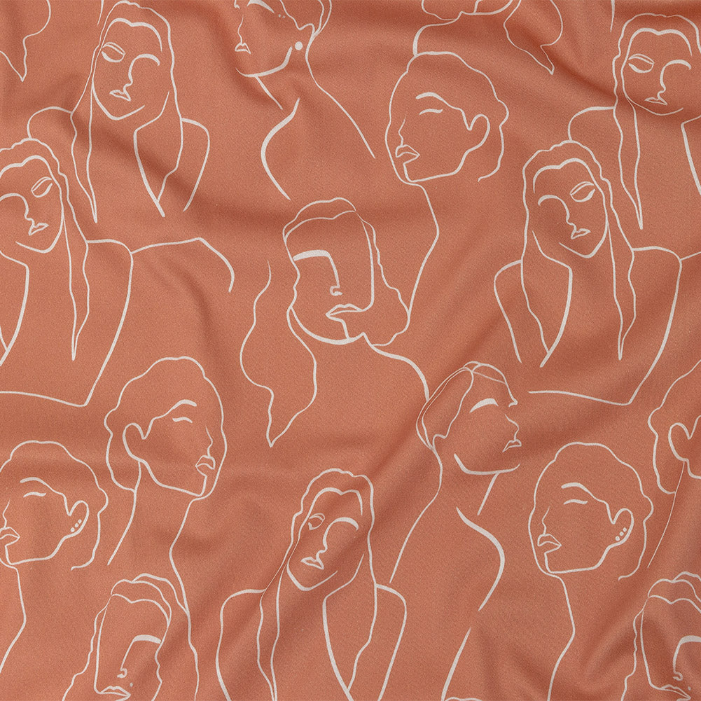 Stretch Cotton Sateen - Pink Face Outlines - Sweltering Society Print - Mood Exclusive Rio Collection - Joann Fabrics