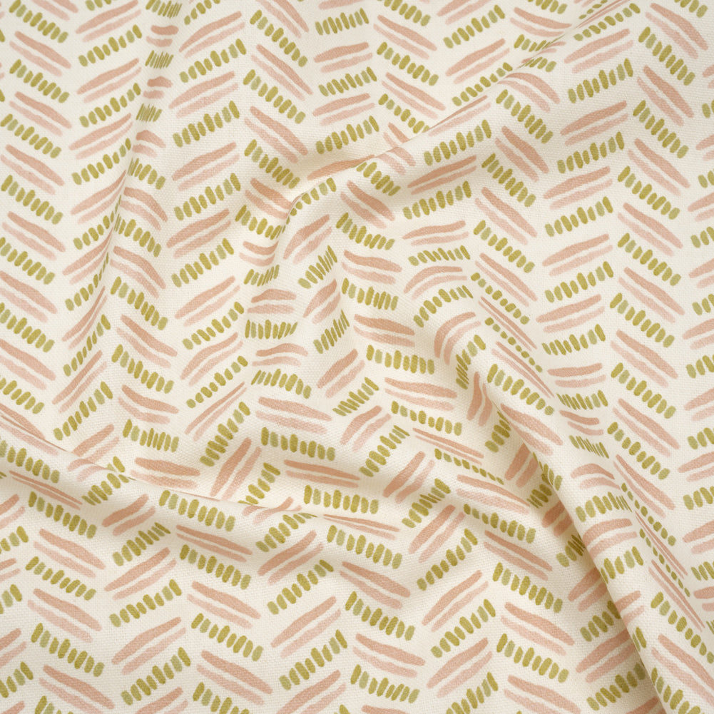 Cotton and Linen Canvas Print - Blossom Watercolor Herringbone Chevron - British Imported - Joann Fabrics
