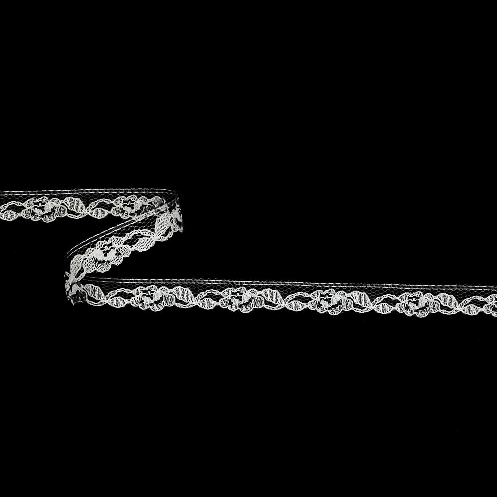 White Floral Re-Embroidered Lace Trim - 0.5