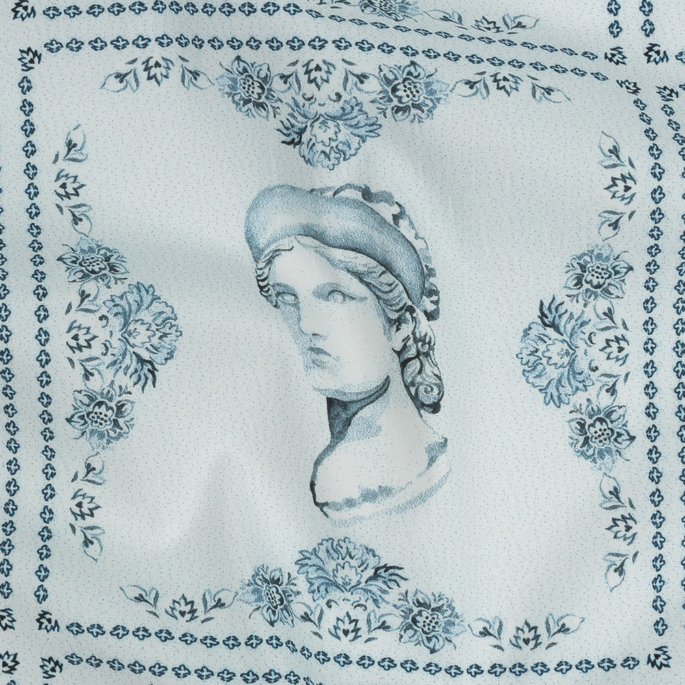 Mood Exclusive Sky Blue Busts of Antiquity Stretch Cotton Poplin - Joann Fabrics