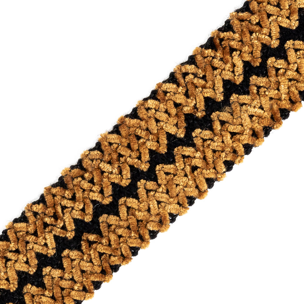 Amber and Black Zig Zag Chenille Trim - 1.375