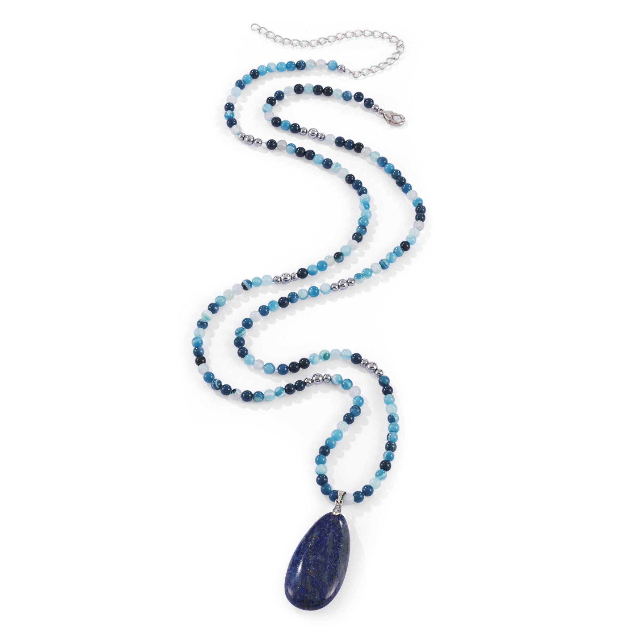 Lapis, Agate & Hematite Drop Necklace - Northstyle Catalog