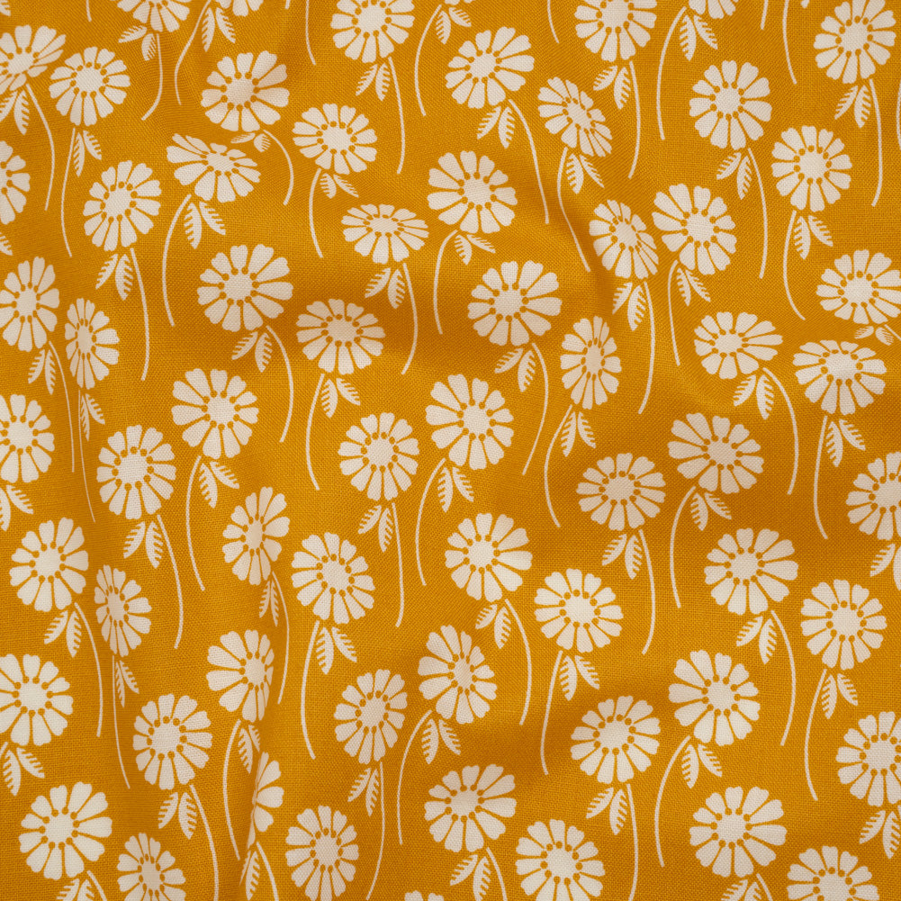 Printed Quilting Cotton by Heather Bailey for FIGO Studio - Butterscotch Upsy Daisy Floral - Pop Sugar Collection - Joann Fabrics
