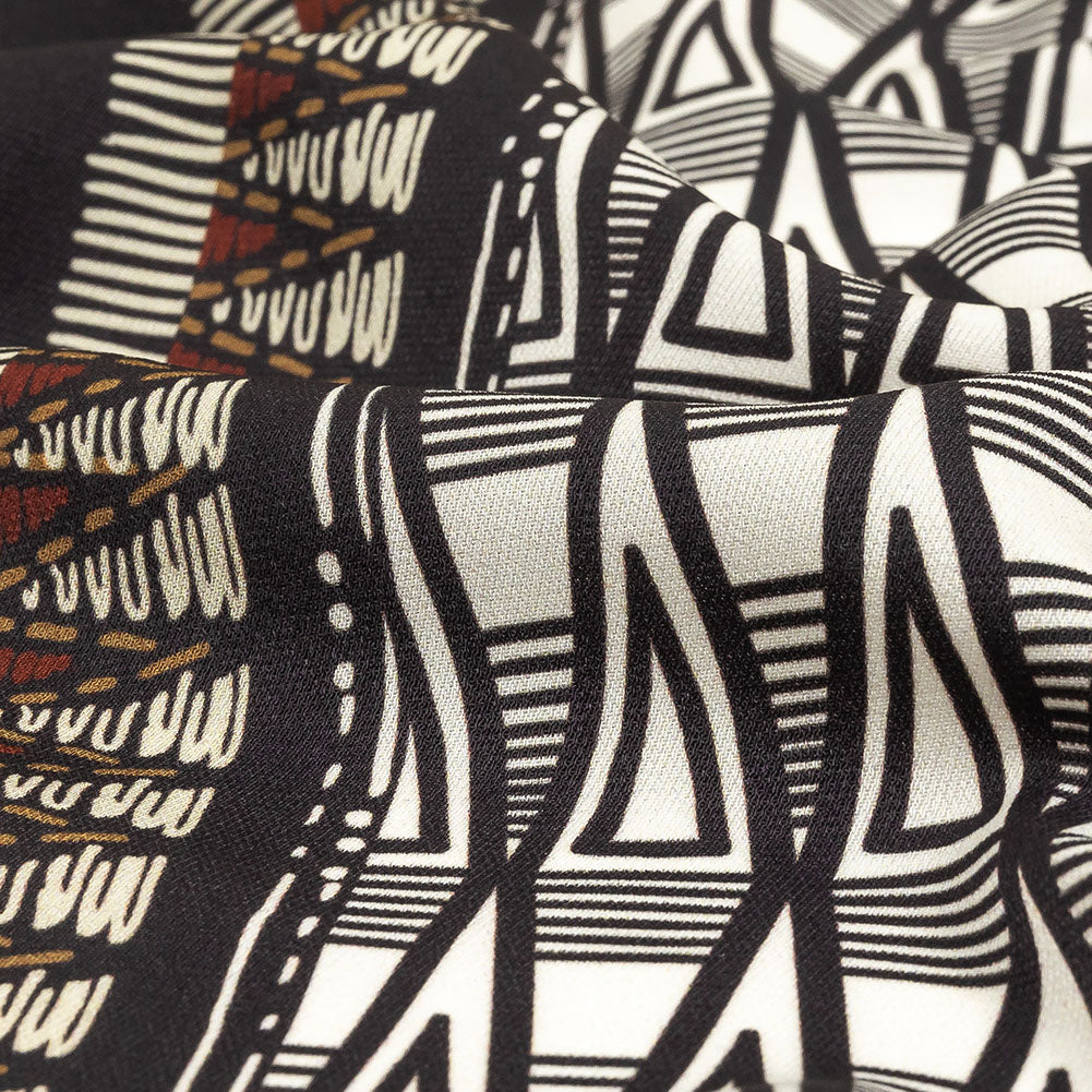 Fluid Polyester Twill Print - Red and White Geometric Stripes - Mood Exclusive Hypatia - Joann Fabrics