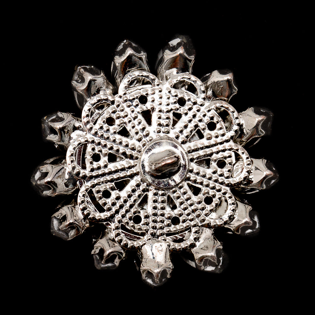 Italian Crystal and Silver Floral Rhinestone Button - 50L/32mm - Joann Fabrics