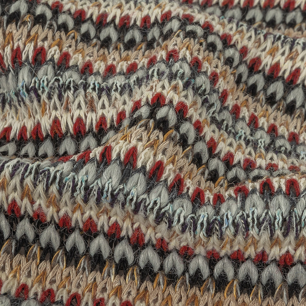 Italian White, Red and Saffron Striped Wool Sweater Knit - Joann Fabrics