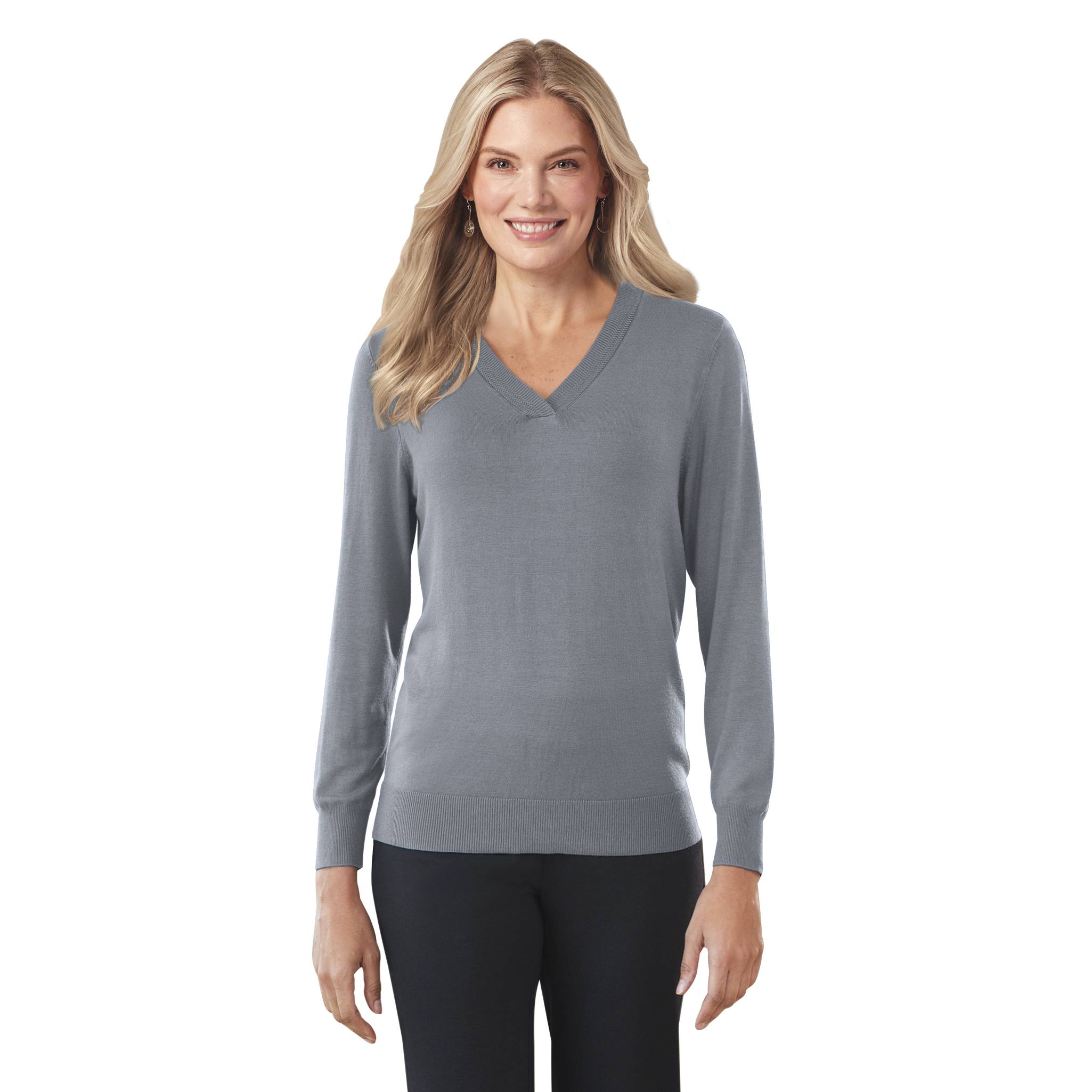 Soft Fine-Gauge Knit V-Neck Sweater, Long Sleeves - Northstyle Catalog