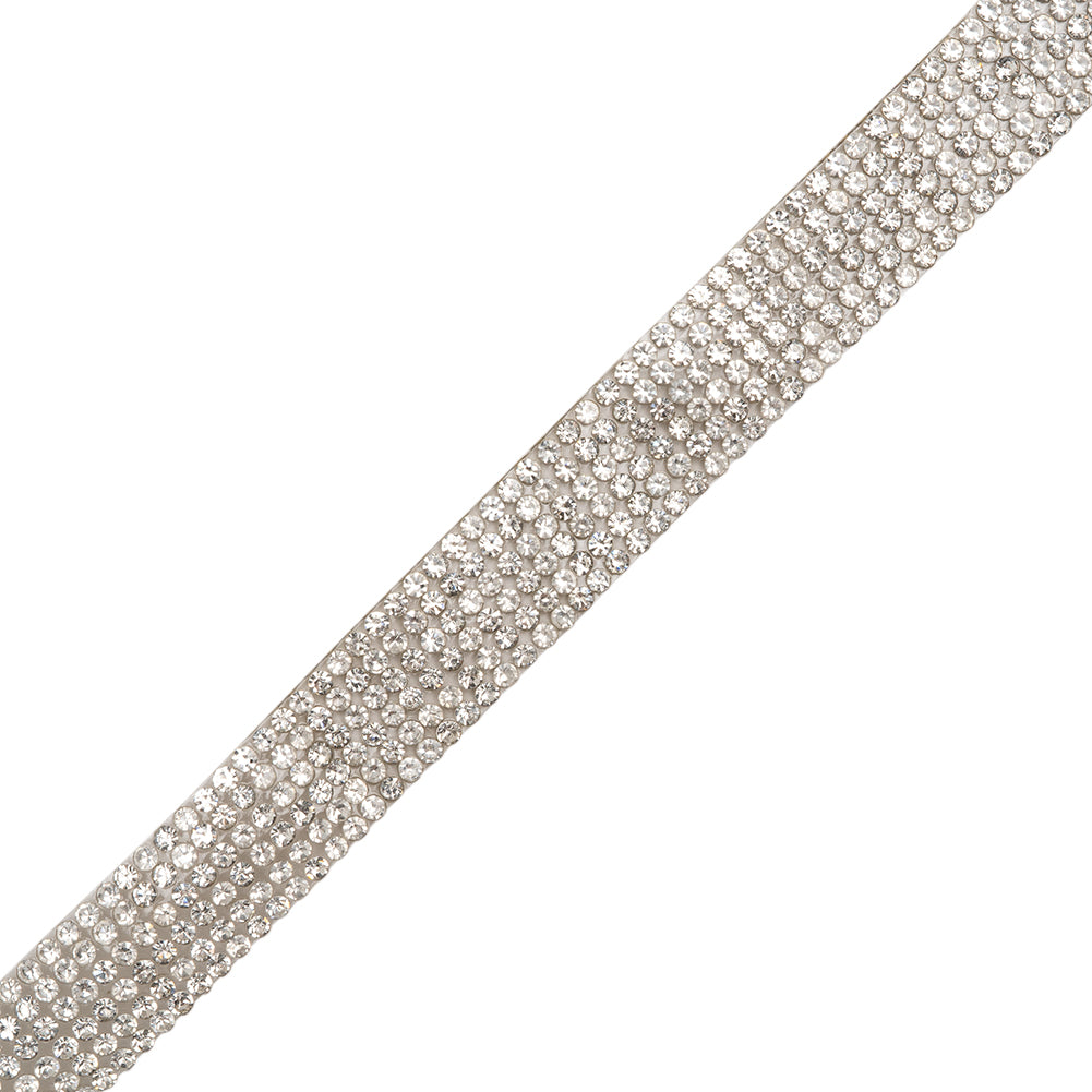 Yaya Han Iron-On Rhinestone Trim - 6-Row Silver Crystal, 0.5