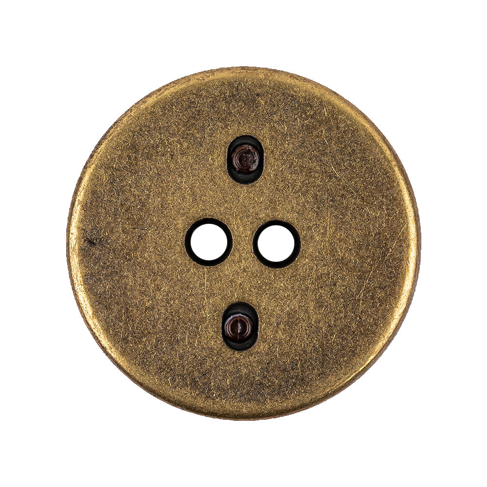 Italian Seal Brown and Brass Metal and Leatherette Button - 44L/28mm - Joann Fabrics