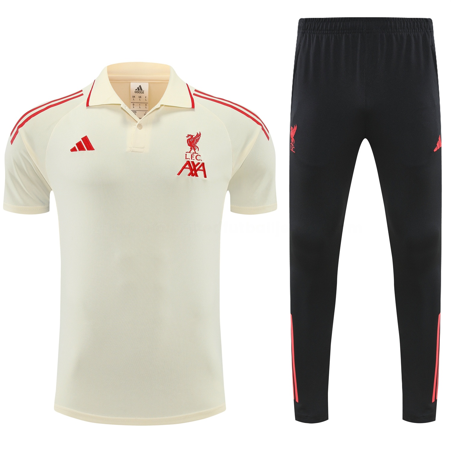 Liver.pool 25-26 POLO Short-Sleeve Training Set - White Top and Black Pants - UnitedFutballJersey