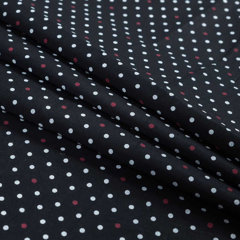 Black, Red and White Polka Dotted Cotton Poplin - Joann Fabrics