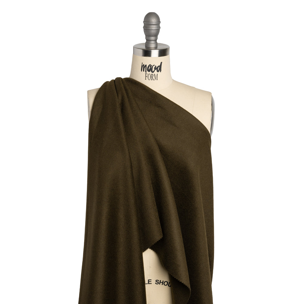 Brushed Lightweight Wool Blend Coating - Olive Brown - Ellamar Collection - Joann Fabrics