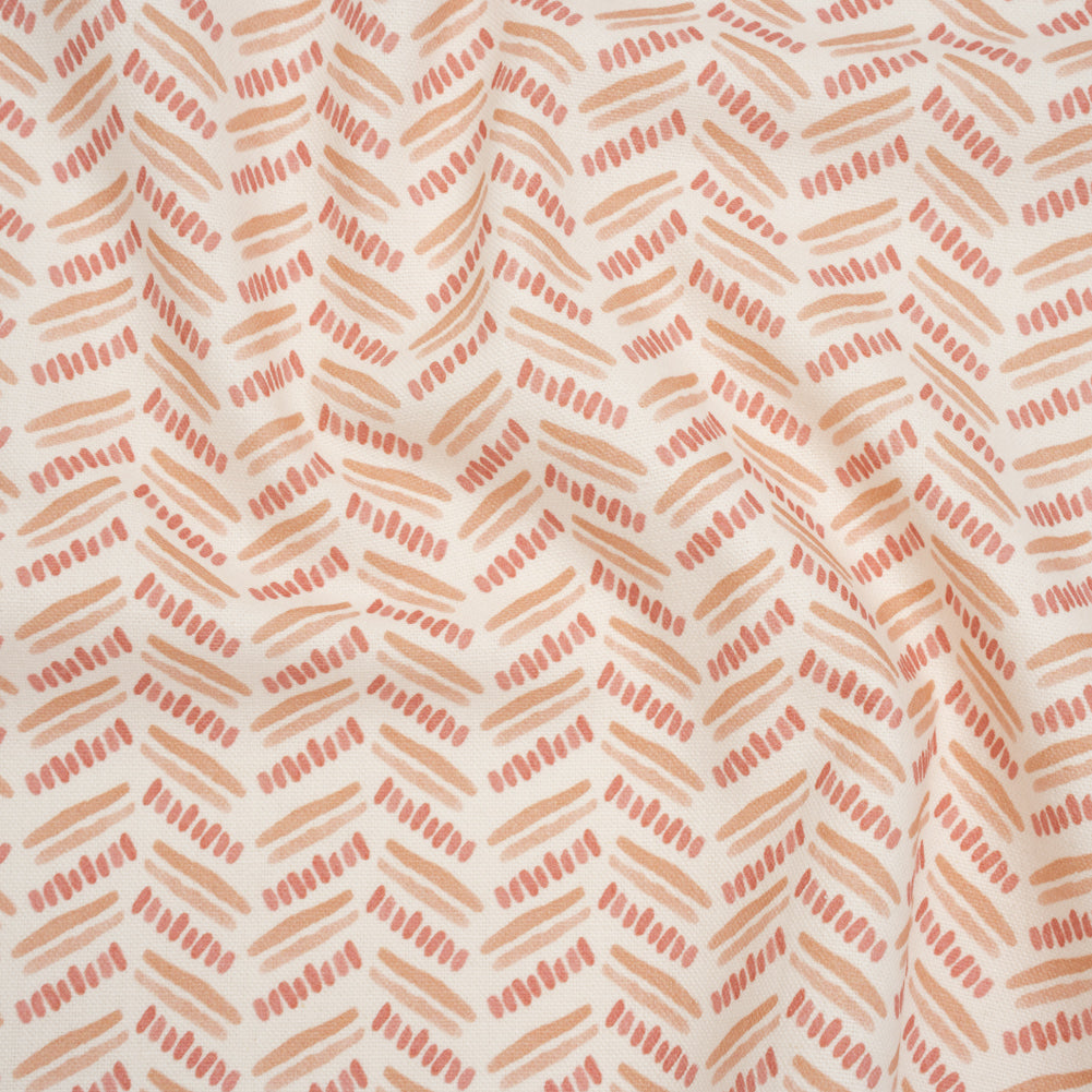 Cotton and Linen Canvas Print - Raspberry Watercolor Herringbone Chevron - British Imported - Joann Fabrics
