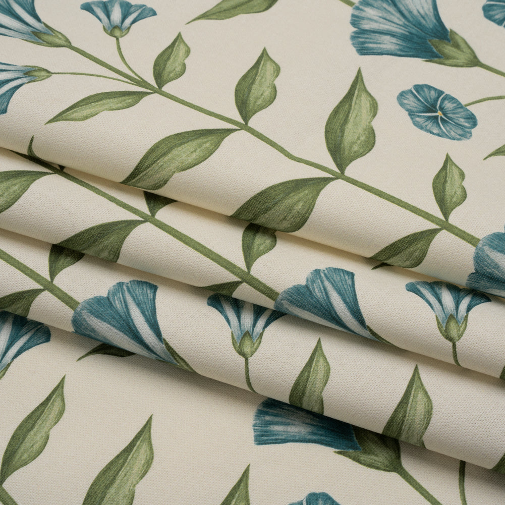 Printed Cotton Canvas - Kingfisher Balanced Flower Stems - British Imported - Joann Fabrics