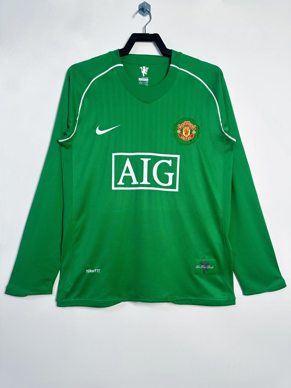 2007/2008 Retro Long Sleeve Manchester United Goalkeeper Green Football Shirt 1:1 Thai Quality
