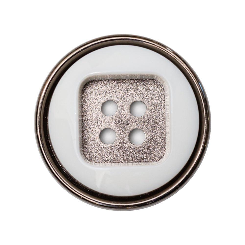 Italian White and Gunmetal 4-Hole 2-Piece Button - 44L/28mm - Joann Fabrics