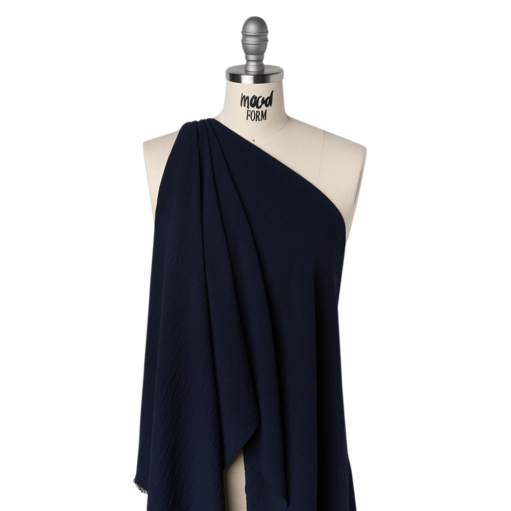 Crinkled Polyester Crepe - True Navy - Designer Deadstock - Joann Fabrics