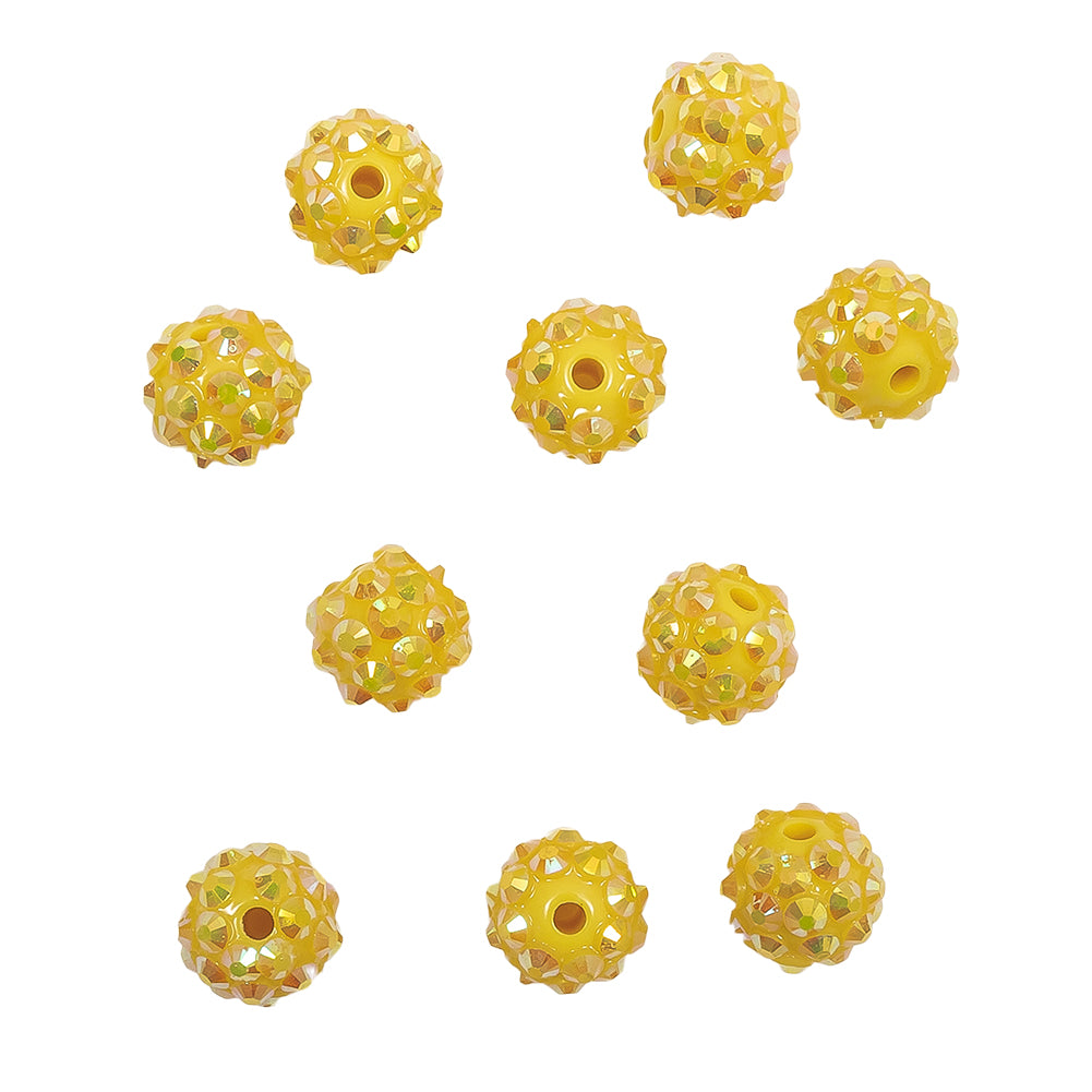 Yellow AB Rhinestone and Resin Faceted 12mm Beads - 10pc - Joann Fabrics