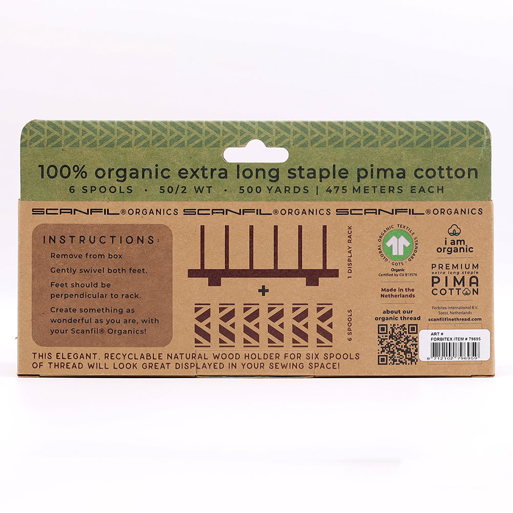 SCANFIL® 50wt Organic Pima Cotton Thread Set - 6ct 500yd Spools & Wood Rack - Pastels - Joann Fabrics