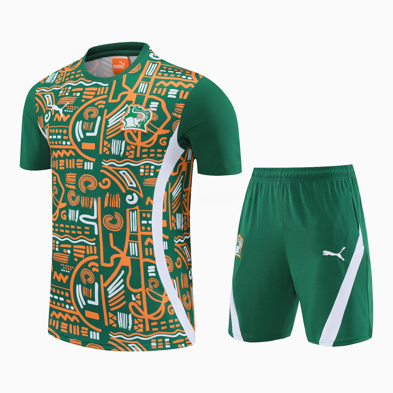 Ivory Coast 2026 Short-Sleeve Training Set - Green Top and Shorts - UnitedFutballJersey