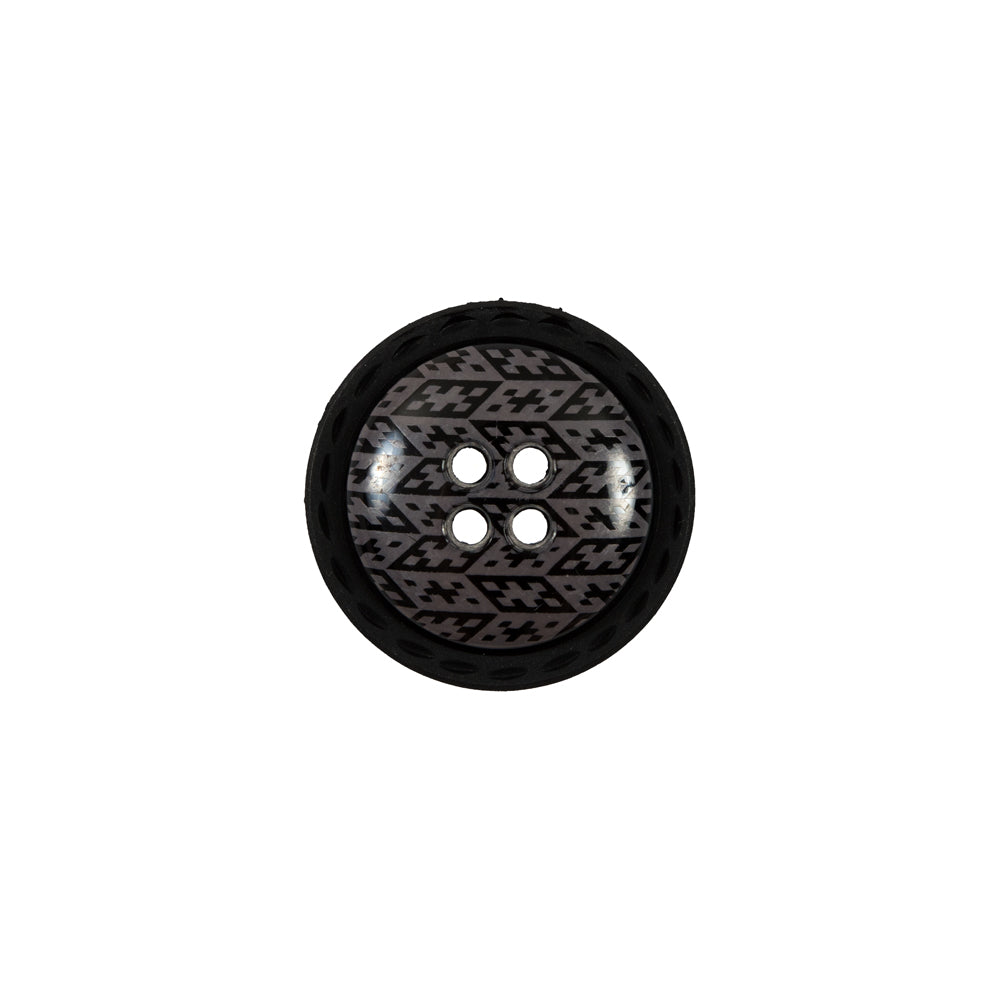 Italian Black and Elderberry Purple Geometric Domed Button - 24L/15mm - Joann Fabrics
