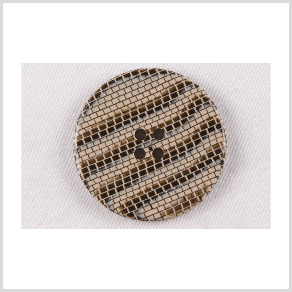 Plastic 4-Hole Button - 40L/25.5mm - Beige and Brown Waves and Bricks - Joann Fabrics