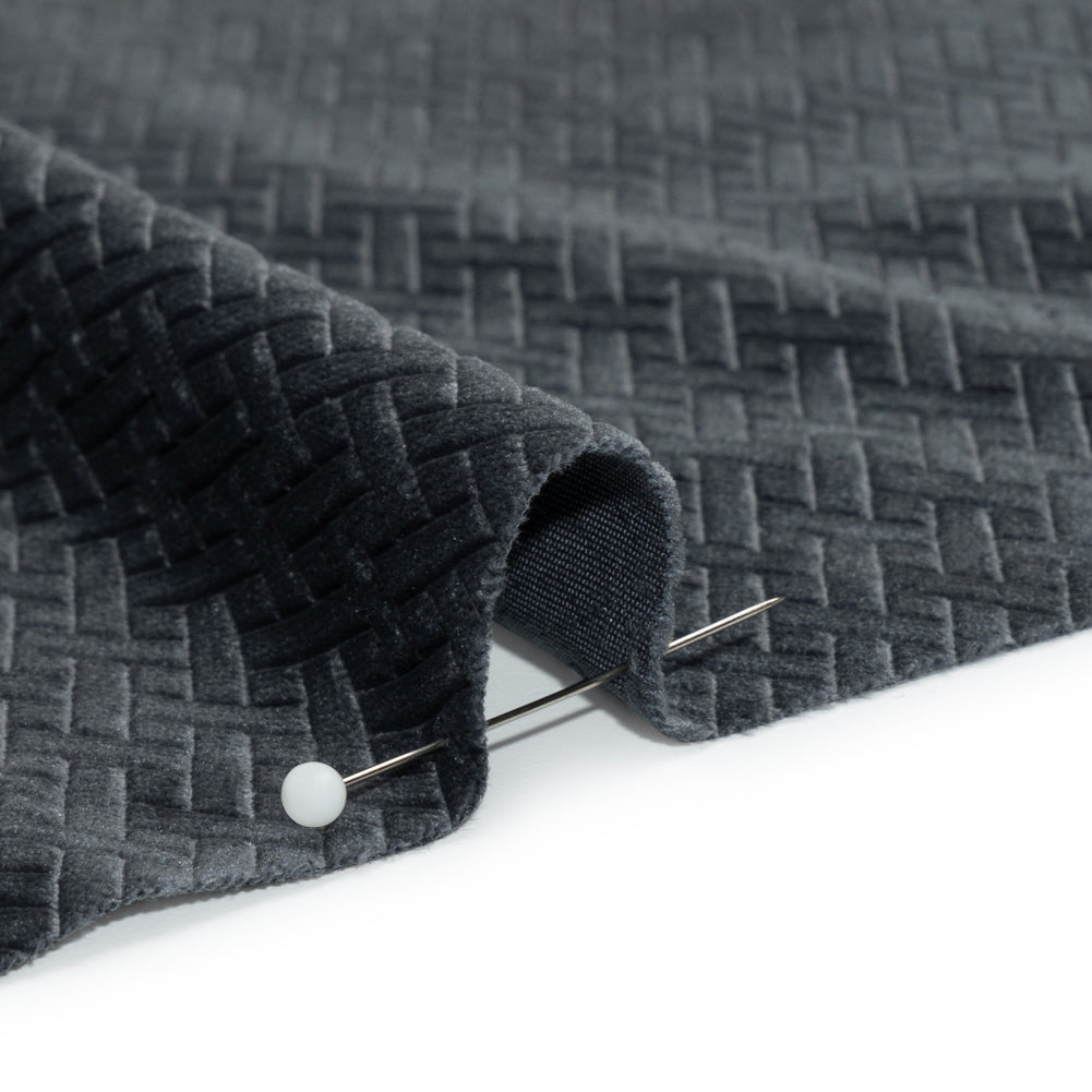 Embossed Polyester Velvet - Gray Woven Lattice - Deadstock - Joann Fabrics