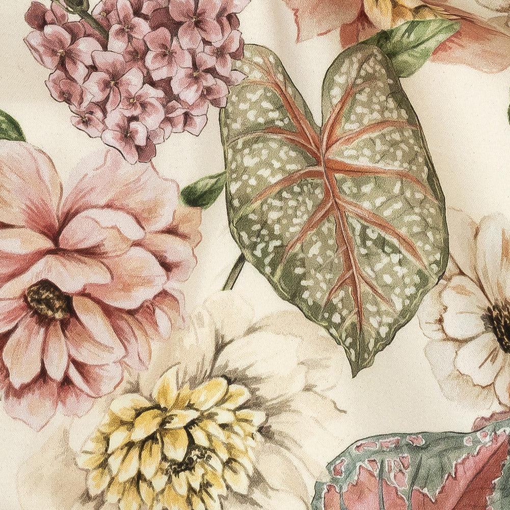 Stretch Cotton Sateen - Soft Pink and Green Floral - Botticelli Print - Mood Exclusive Viso Collection - Joann Fabrics