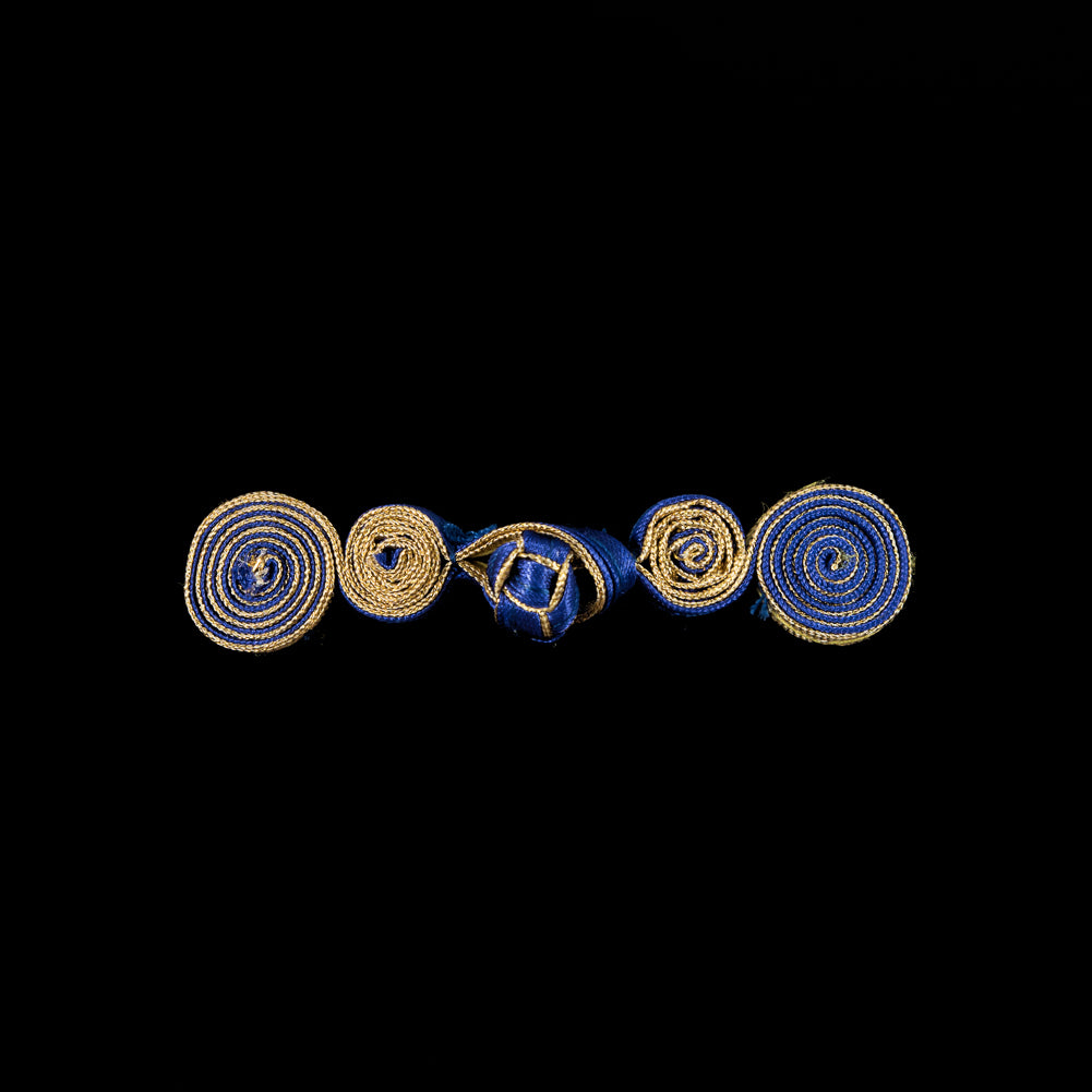 Royal Blue and Gold Frog Closure - 2.375